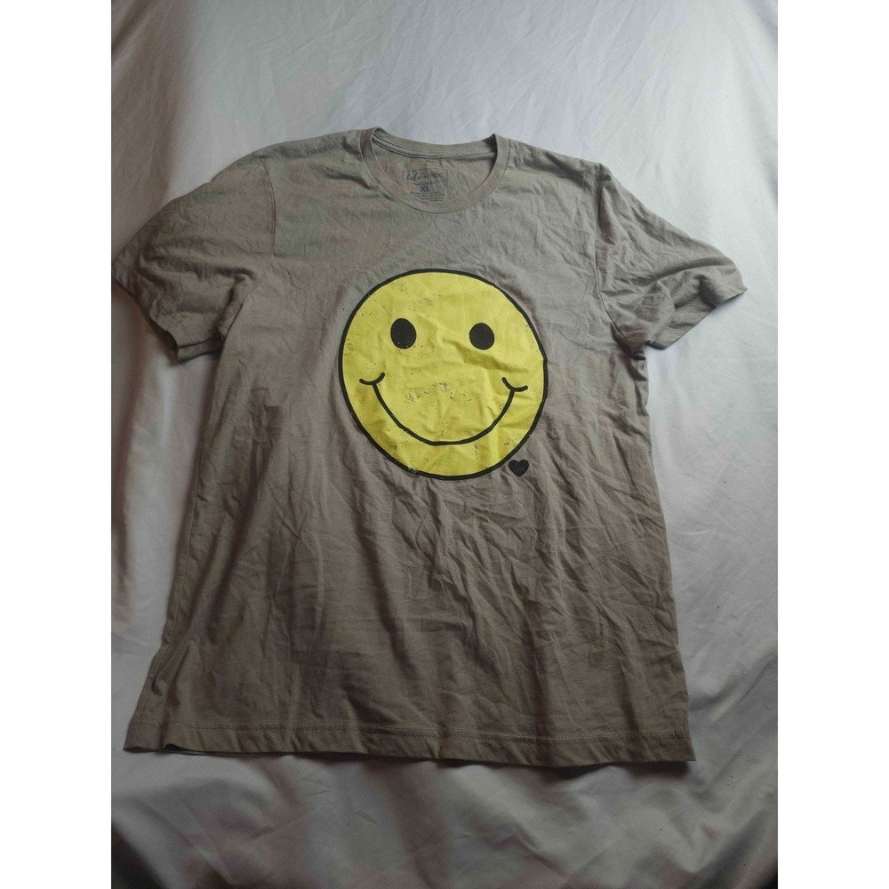 Lulu Mac Smiley Face T-Shirt Mens XL Gray Festival Indie Sleaze Streetwear